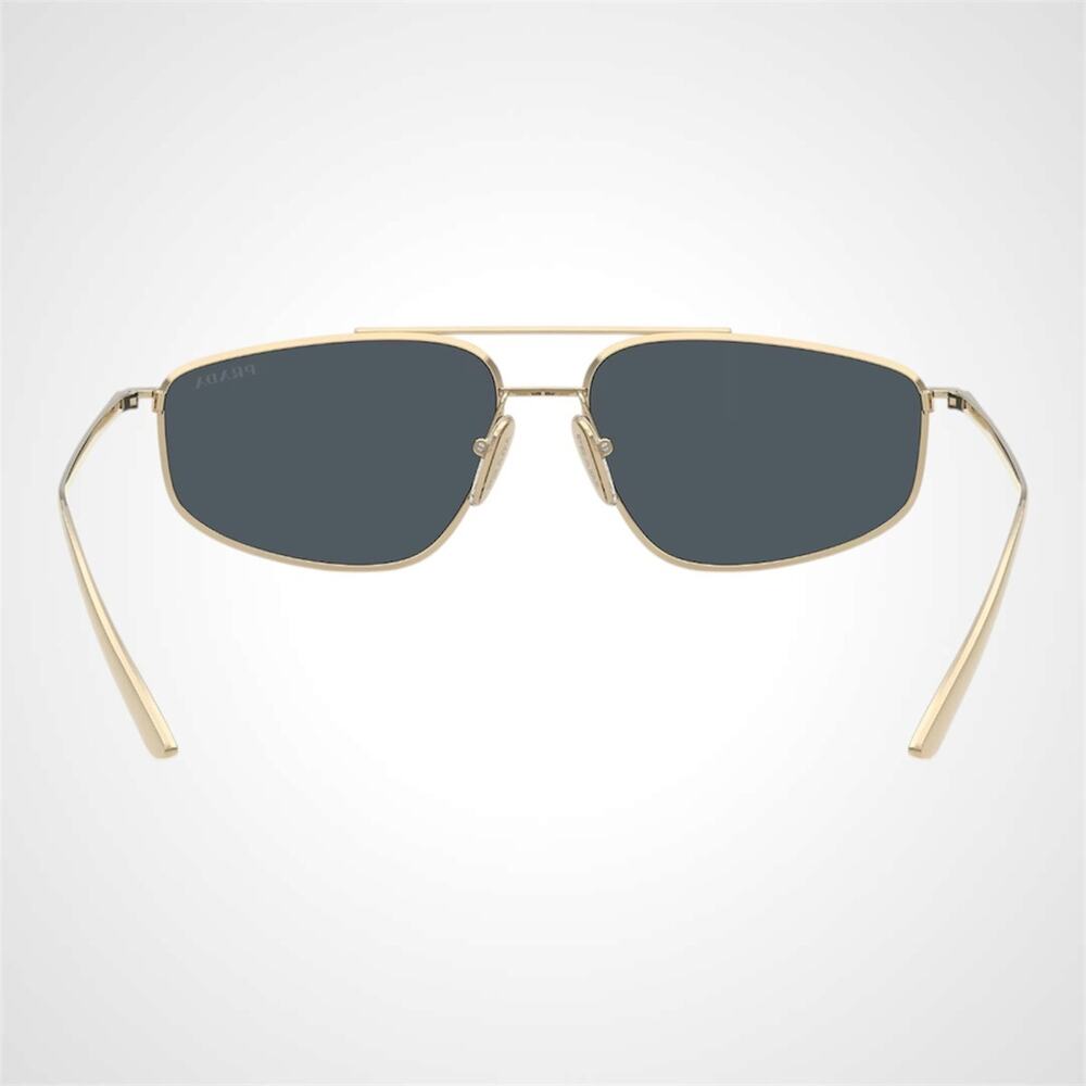 New PRADA Sunglasses Gold Metal Pillow Square Grey Lens 58-15-145mm - Picture 4 of 6